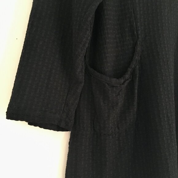 Habitat Black Textured 3/4 Sleeve Lagenlook Top with Pockets Women's Size L - Picture 7 of 10